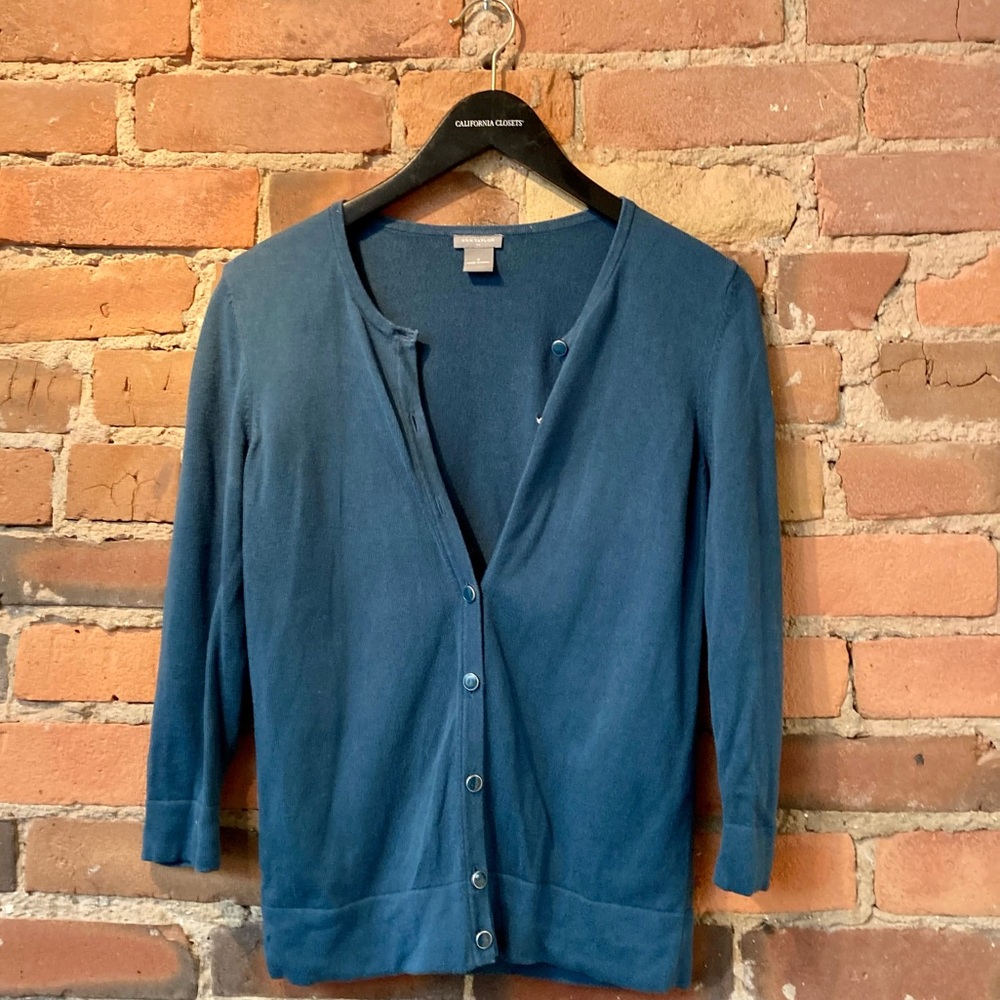 Ann Taylor Blue Button Up Sweater. Size: Small.